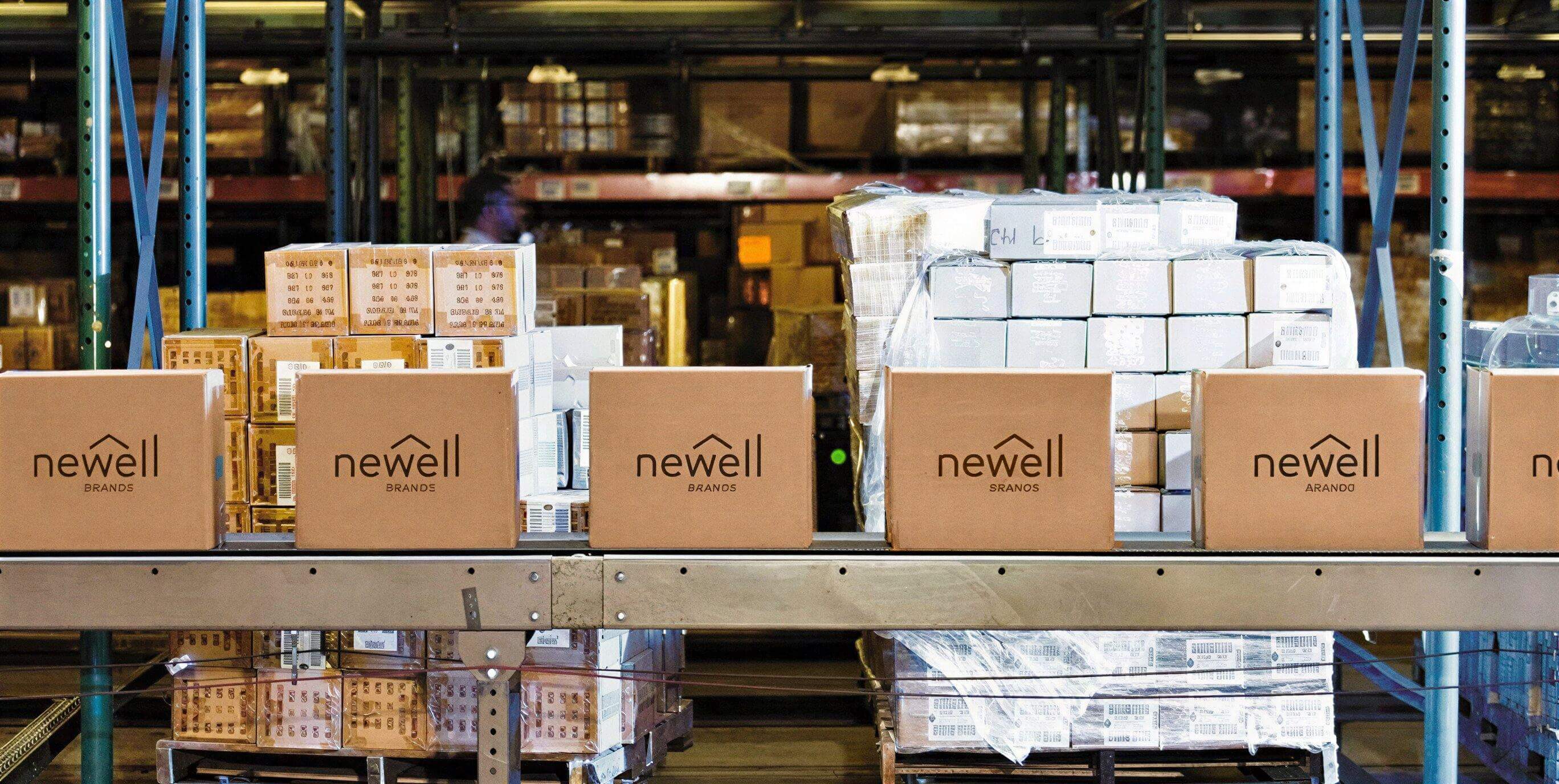 Newell Brands boxes on a treadmill